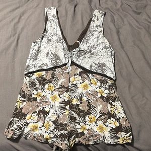 Free People Floral Print V-neck Romper
